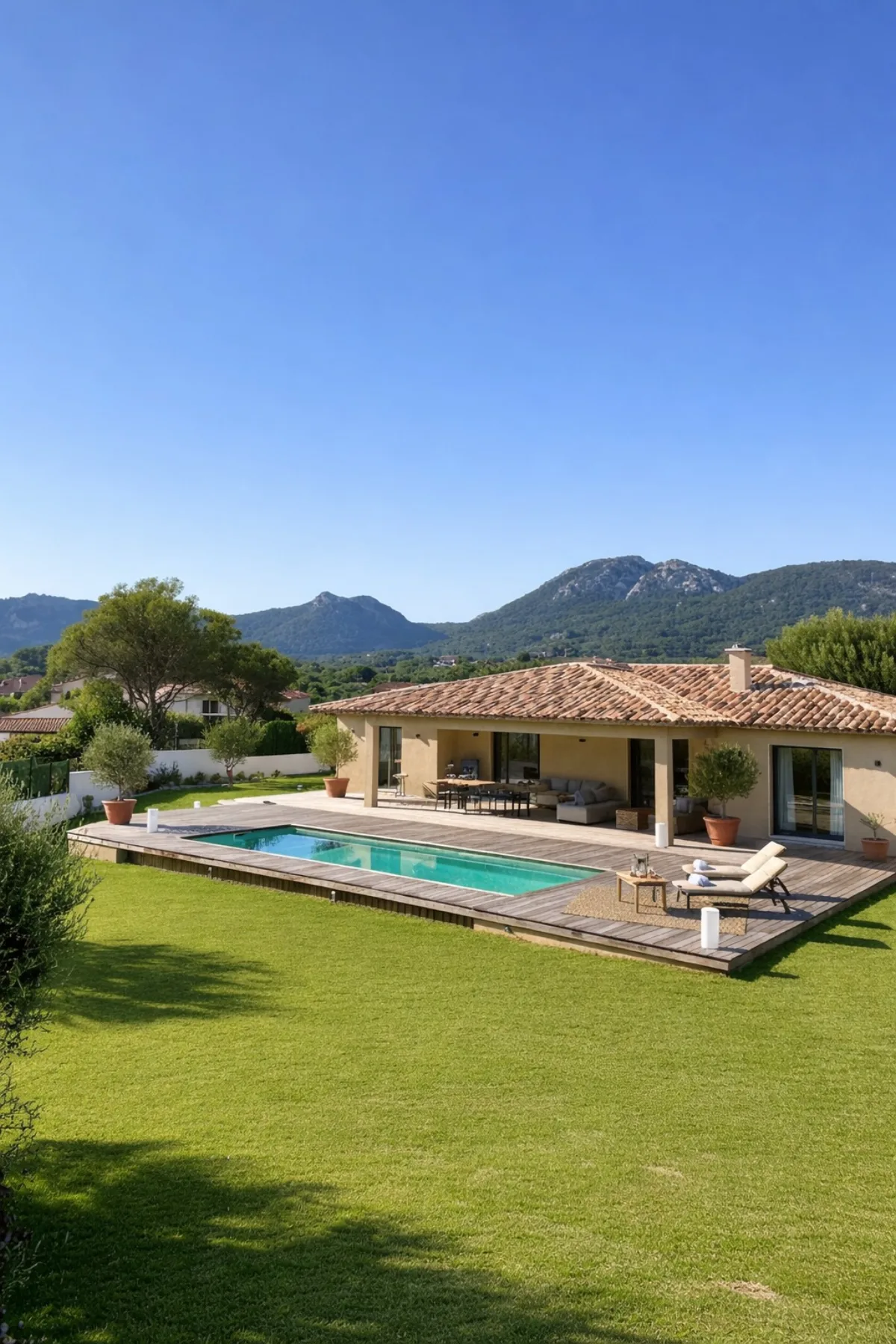 Villa de retraite avec piscine et vue sur les montagnes corses à Sainte-Lucie de Porto-Vecchio